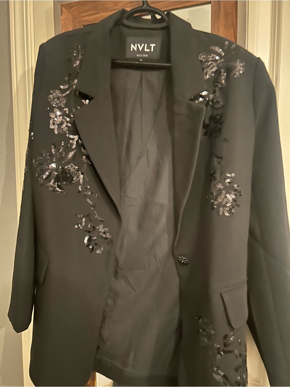 NVLT Black Sequin Floral Blazer